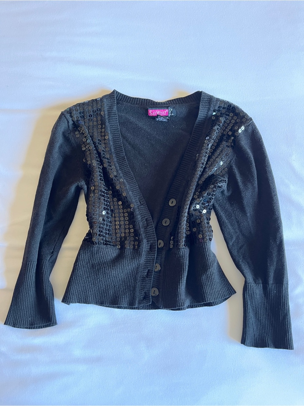 Say What? Black Sequin Girls Cardigan